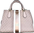 Michael Kors Marilyn Medium Signature Logo Stripe Satchel In Pink