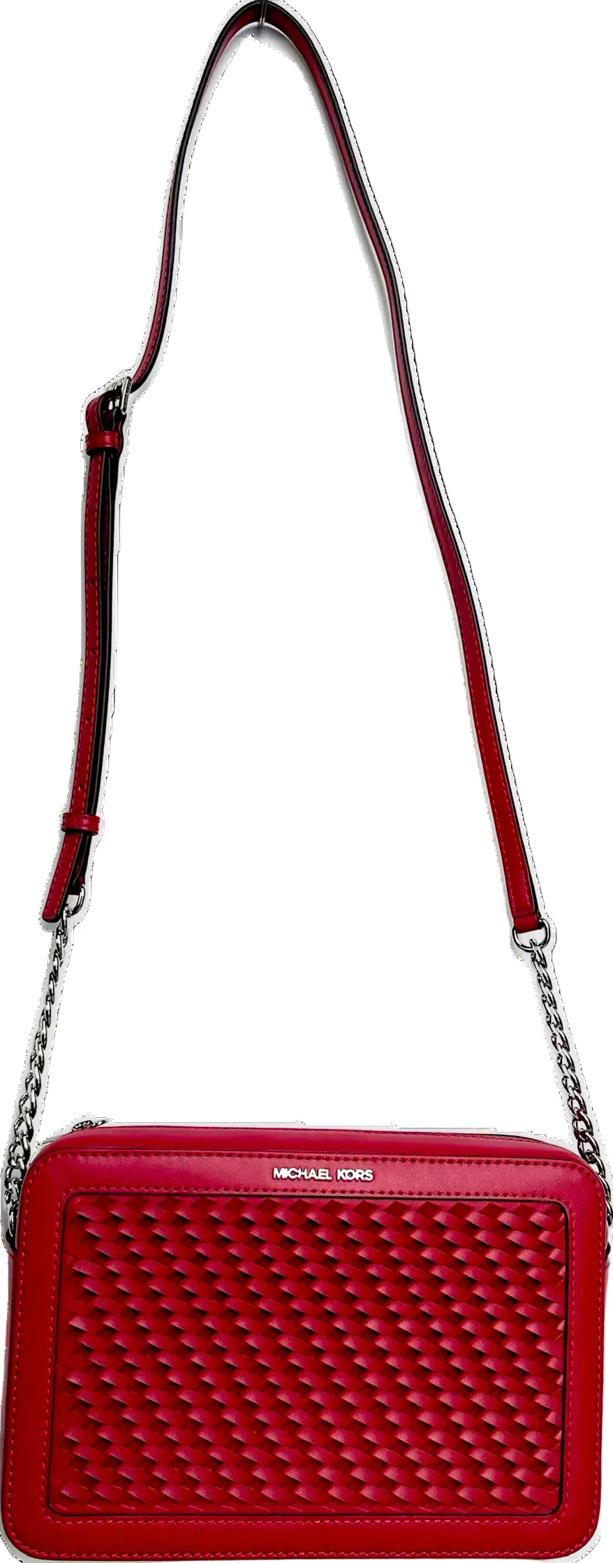 Michael Kors Jet Set Large Woven Crossbody Bag Raspberry